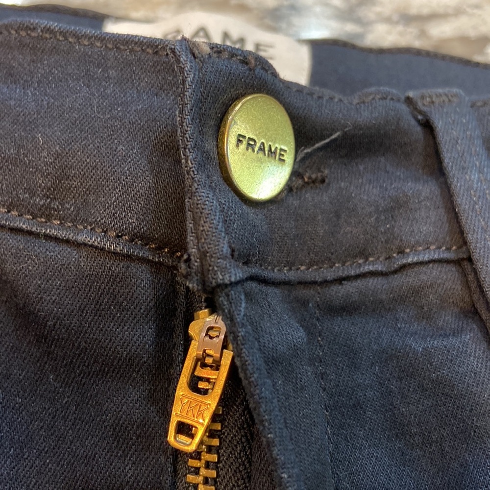 FRAME Le High Straight Crop Frayed Hem Jeans Dark Wash Size 26 - Picture 10 of 16